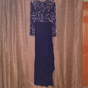 Betsy & Adam bejeweled formal maxi dress